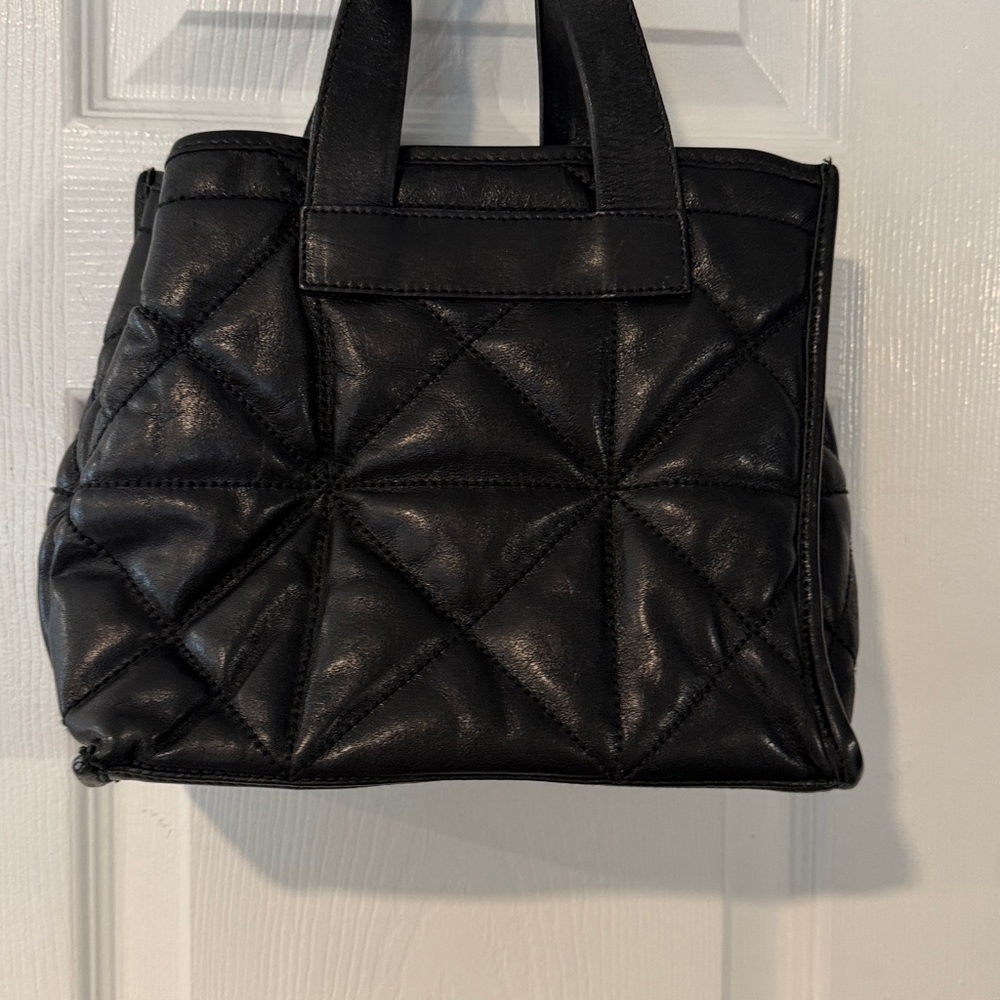 Furla Black Quilted Leather Tote with Gold Medallion - Picture 4 of 10